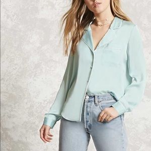 Mint Blue Satin Blouse